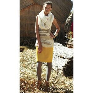 Anthropologie far away from close women tan preown loose knit tank top tunic XS